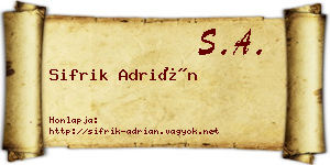 Sifrik Adrián névjegykártya